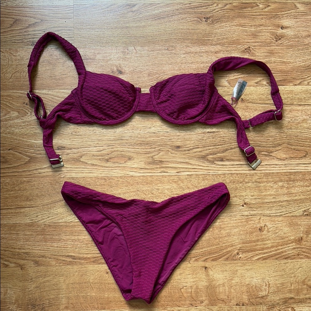 Purple Bikini Set with Adjustable Straps and Cheeky Cut